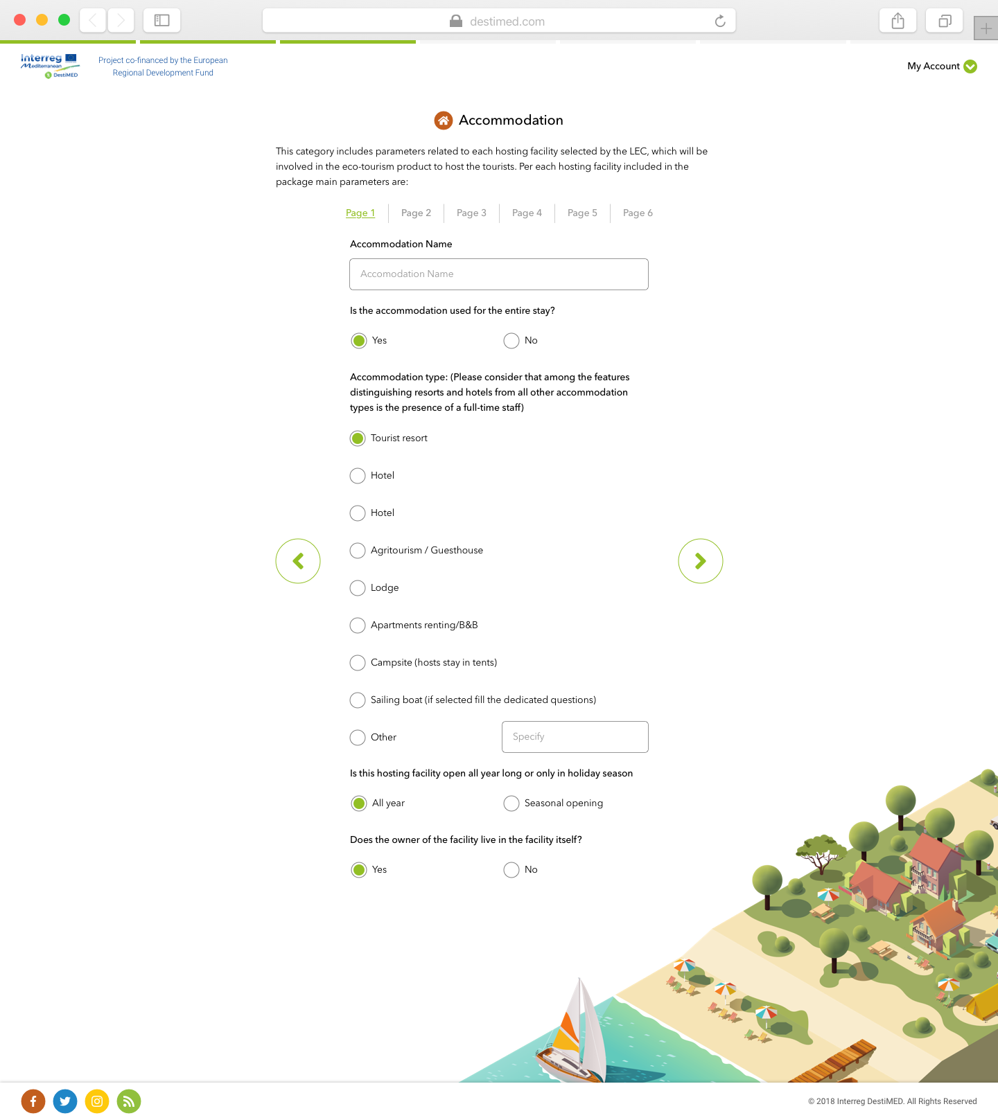 DestiMed Accomodations screen