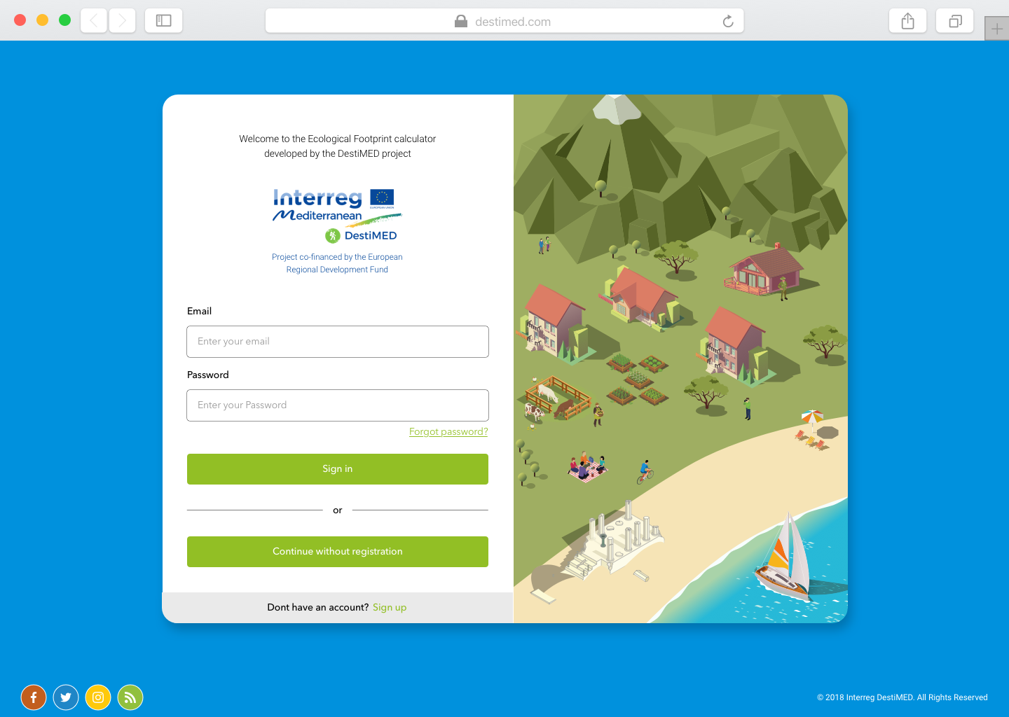 DestiMed Login Screen