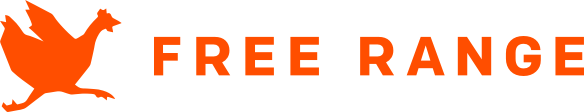 Freerange + Chicken Logo and Wordmark Orange
